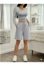 Women's 3-Pack Oversized Relaxed Fit Bermuda Shorts Set Black Grey Navy Breathable - Image 6