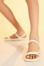 Women's Beige Rome Double Strap Puffer Sandals 2cm - Image 5