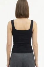 Women's Black Square Neck Cotton Strappy Bodysuit - Image 3
