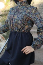 Women's Ethnic Patterned Adjustable Waist 3-Piece Burkini Swimsuit - Image 4