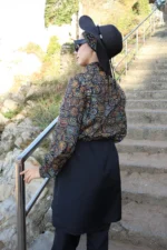 Women's Ethnic Patterned Adjustable Waist 3-Piece Burkini Swimsuit - Image 6