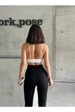 Women's High-Waisted Tummy Control Leggings with Pockets - Black Sport and Casual Tights - Image 4