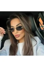 Women's Oval Sunglasses with Black Frame and UV400 Protection