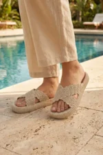 Women's Summer Single Buckle Non-Slip Beige Slides