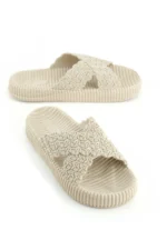 Women's Summer Single Buckle Non-Slip Beige Slides - Image 3