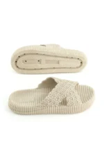 Women's Summer Single Buckle Non-Slip Beige Slides - Image 7