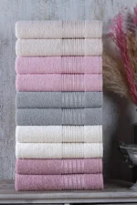 10-Piece Cotton Hand and Face Towel Set - Soft Absorbent 50x90 cm Bathroom Towels
