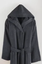 100% Cotton Anthracite Unisex Hooded Bathrobe - Soft, Quick-Dry & Durable Comfort - Image 2
