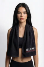 100% Cotton Black Sports Towel - 30x100 cm Highly Absorbent Sweat Towel for Fitness Gym Workout and Boxing