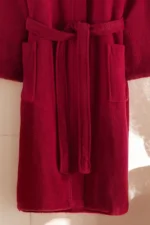 100% Cotton Burgundy Unisex Hooded Bathrobe - Soft, Quick-Dry & Durable Comfort - Image 3
