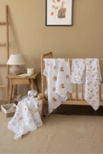 100% Cotton Certified 3-Pack Multipurpose Muslin Swaddle Blanket Set 80x80 cm White - Image 2