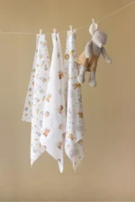 100% Cotton Certified 3-Pack Multipurpose Muslin Swaddle Blanket Set 80x80 cm White - Image 3