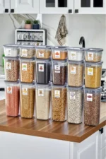 18-Piece Anthracite Food & Dry Food Storage Container Set with Free Labels (3 Sizes - 1.75L, 1.2L, 0.55L)