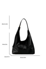 Hapbuy Black Faux Leather Shoulder Bag - Soft Textured Women's Everyday Handbag - Image 6