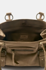 Pull & Bear Brown Buckle Tote Bag - Woven Fabric Shoulder Shopper for Women - Image 3