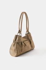 Pull & Bear Brown Buckle Tote Bag - Woven Fabric Shoulder Shopper for Women - Image 4