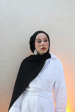 Neo Cotton Hijab Shawl in Black - Soft Lightweight Wrap Scarf for Women