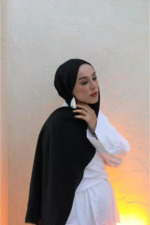Neo Cotton Hijab Shawl in Black - Soft Lightweight Wrap Scarf for Women - Image 3