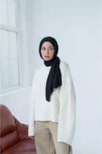 Neo Cotton Hijab Shawl in Black - Soft Lightweight Wrap Scarf for Women - Image 4