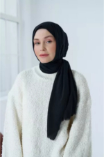 Neo Cotton Hijab Shawl in Black - Soft Lightweight Wrap Scarf for Women - Image 5