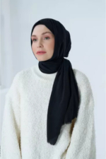 Neo Cotton Hijab Shawl in Black - Soft Lightweight Wrap Scarf for Women - Image 6