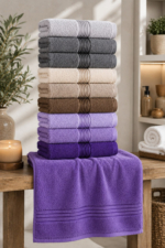 Alia Soft 10-Piece Hand & Face Towel Set - 50x90 cm Soft Absorbent Cotton Bathroom Towels