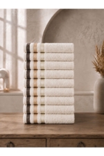 Alia Soft 10-Piece Hand & Face Towel Set - Natural Tones 50x90 cm Soft Cotton Bathroom Towels