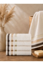 Alia Soft 10-Piece Hand & Face Towel Set - Natural Tones 50x90 cm Soft Cotton Bathroom Towels - Image 2