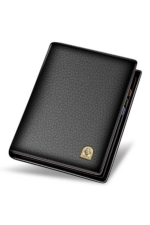 Firenze 347 Men's Genuine Leather Wallet - Black Vertical Bifold Card Holder