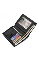 Firenze 347 Men's Genuine Leather Wallet - Black Vertical Bifold Card Holder - Image 2