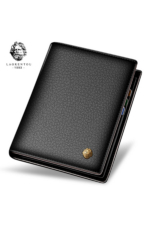 Elegance Men's Genuine Calfskin Wallet - Black Vertical Bifold Card Holder