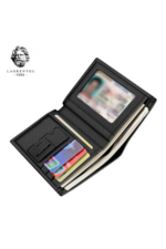 Elegance Men's Genuine Calfskin Wallet - Black Vertical Bifold Card Holder - Image 2