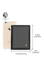 Elegance Men's Genuine Calfskin Wallet - Black Vertical Bifold Card Holder - Image 3