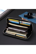 Milano Hand-Made Zip-Around Long Men's Leather Wallet - Black Genuine Calfskin Card Holder - Image 2