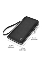 Milano Hand-Made Zip-Around Long Men's Leather Wallet - Black Genuine Calfskin Card Holder - Image 3