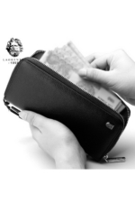 Milano Hand-Made Zip-Around Long Men's Leather Wallet - Black Genuine Calfskin Card Holder - Image 5