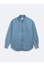 LTB Velina Women's Blue Denim Shirt - Relaxed Fit Long Sleeve Cotton Shirt