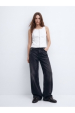 LTB Isella Women's White Denim Vest - Slim Fit Zip-Front Sleeveless Jean Waistcoat