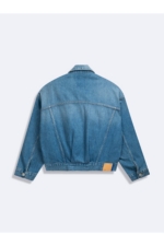 LTB Celia Women's Blue Oversize Denim Jacket - Long Sleeve Trucker Jacket with Print Detail - Image 2