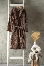 Panthera Velour Hooded Bathrobe in Leopard Print - 100% Cotton Soft Plush Robe - Image 2