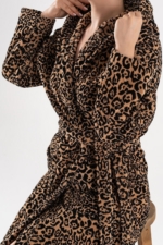 Panthera Velour Hooded Bathrobe in Leopard Print - 100% Cotton Soft Plush Robe - Image 4