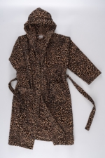 Panthera Velour Hooded Bathrobe in Leopard Print - 100% Cotton Soft Plush Robe - Image 5