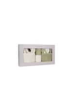 12-Piece Boxed Family Cotton Bathrobe & Towel Set - Green / Beige - Image 2