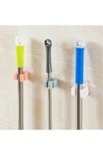 Wall-Mounted Mop & Broom Holder in Gold - Self-Adhesive Kitchen & Bathroom Organizer Rack - Image 2