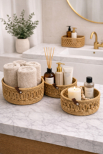 3-Piece Handmade Rope Storage Basket Set - Beige Bathroom, Shelf & Decor Organizer