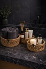 3-Piece Handmade Rope Storage Basket Set - Beige Bathroom, Shelf & Decor Organizer - Image 5