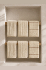 6-Piece Kitchen & Hand Towel Set - Beige Striped 30x50 cm Cotton-Blend Towels - Image 3