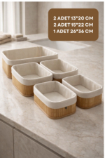 5-Piece Bamboo Storage Basket Set - Bathroom, Wardrobe & Kitchen Organizer - Image 2