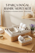 5-Piece Bamboo Storage Basket Set - Bathroom, Wardrobe & Kitchen Organizer - Image 4