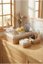 5-Piece Bamboo Storage Basket Set - Bathroom, Wardrobe & Kitchen Organizer - Image 5